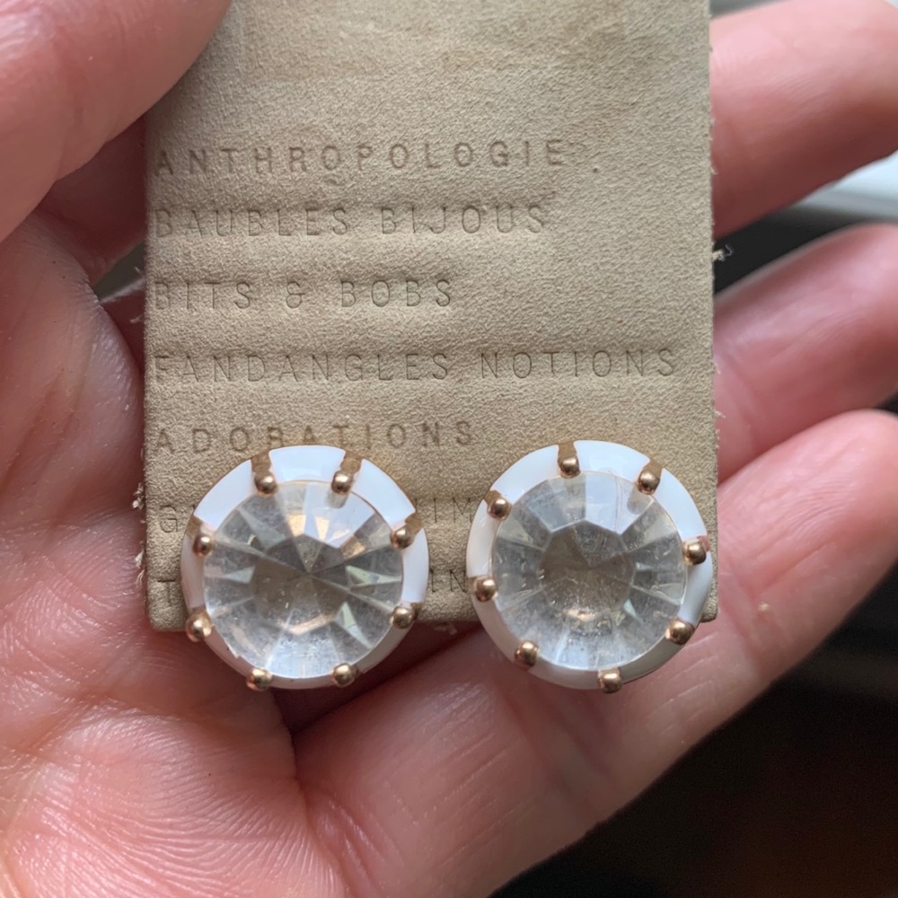 Anthropologie earrings - white and rose gold